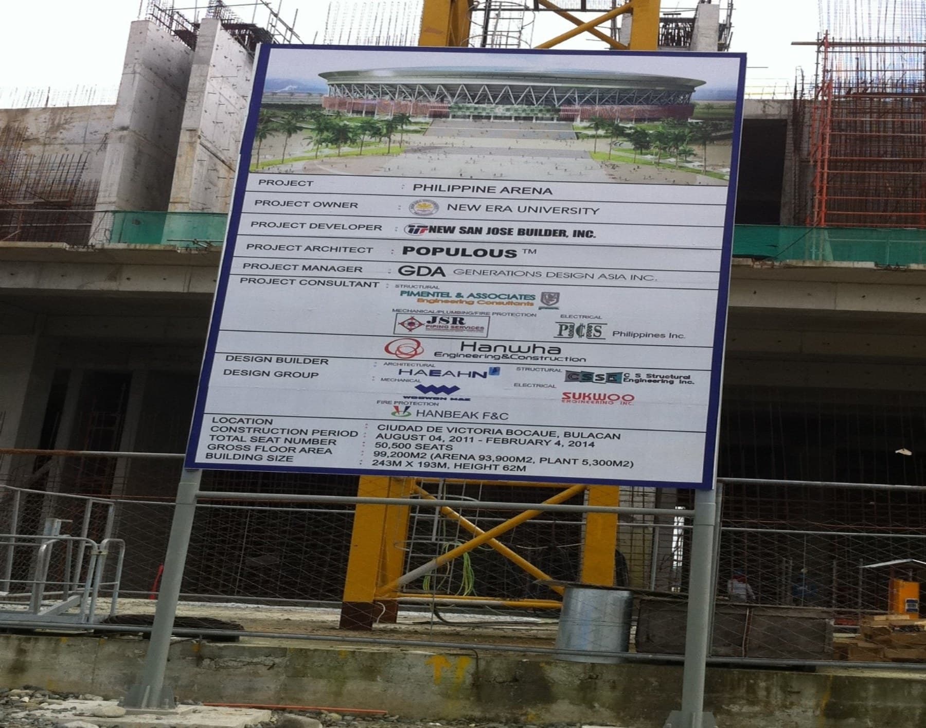Philippine Arena construction project information board