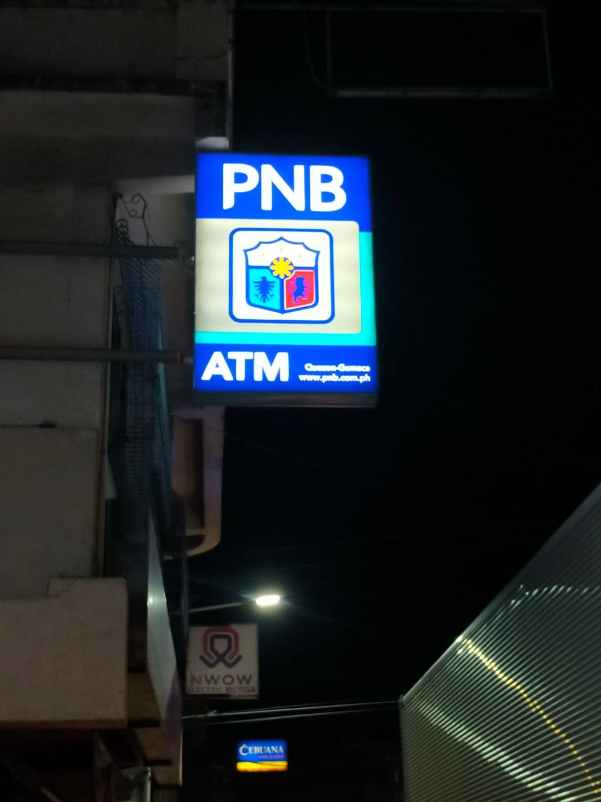 PNB ATM vertical illuminated sign
